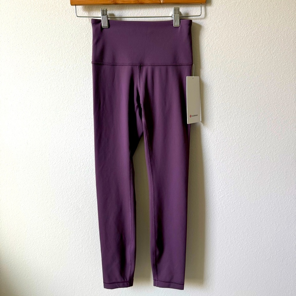 NWT Lululemon Wunder Train High-Rise Ribbed Tight 25" Inch Grape Thistle Size 2